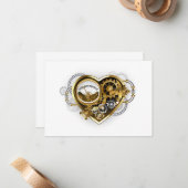 マノメーター付きスチームパンクハート ノートカード (正面/裏面インサイチュ)