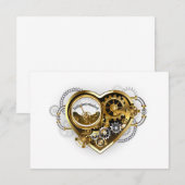 マノメーター付きスチームパンクハート ノートカード (正面/裏面)