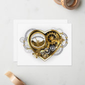 マノメーター付きスチームパンクハート ノートカード (正面/裏面インサイチュ)