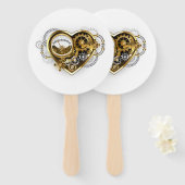 マノメーター付きスチームパンクハート ハンドファン (正面&裏面)