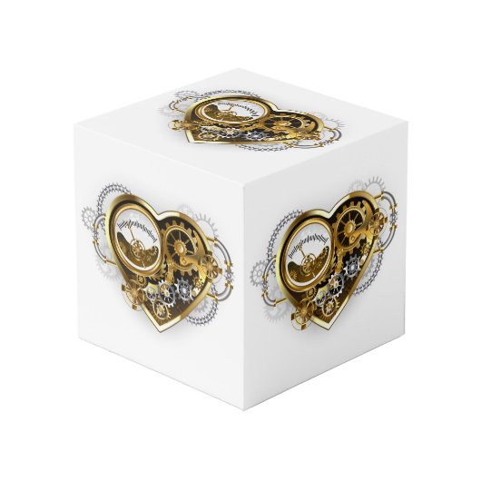 マノメーター付きスチームパンクハート フォトキューブ (正面アングル)