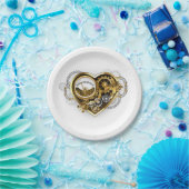 マノメーター付きスチームパンクハート ペーパープレート (パーティー)