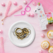 マノメーター付きスチームパンクハート ペーパープレート (パーティー)