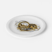 マノメーター付きスチームパンクハート ペーパープレート (アングル)