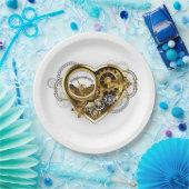 マノメーター付きスチームパンクハート ペーパープレート (パーティー)