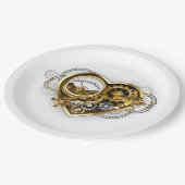 マノメーター付きスチームパンクハート ペーパープレート (アングル)