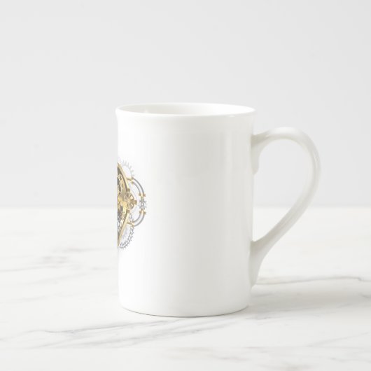 マノメーター付きスチームパンクハート ボーンチャイナマグカップ (右)