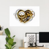 マノメーター付きスチームパンクハート ポスター (ホームオフィス)