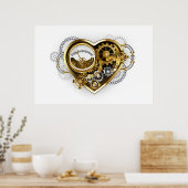 マノメーター付きスチームパンクハート ポスター (キッチン)
