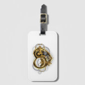 マノメーター付きスチームパンクハート ラゲッジタグ (正面縦)