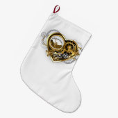 マノメーター付きスチームパンクハート ラージクリスマスストッキング (正面 (吊り時))