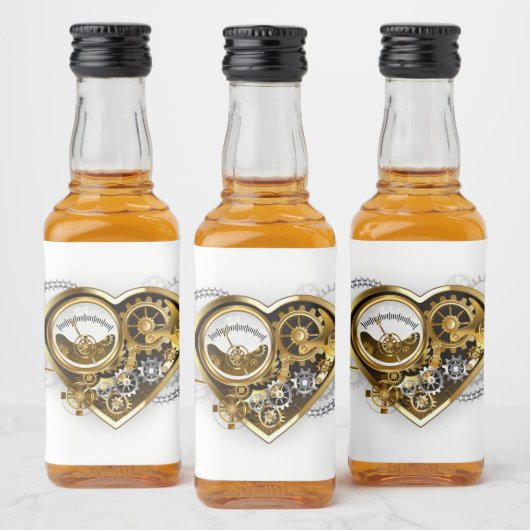 マノメーター付きスチームパンクハート リキュールボトルラベル (ボトル)