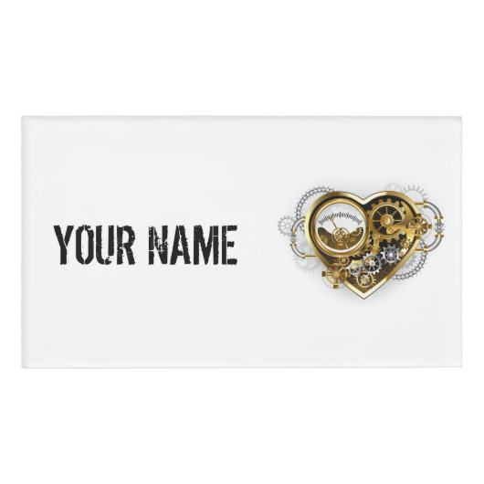 マノメーター付きスチームパンクハート 名札 (正面)