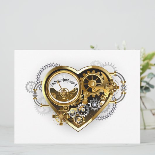 マノメーター付きスチームパンクハート 招待状 (スタンド正面)