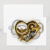 マノメーター付きスチームパンクハート 招待状 (正面/裏面)