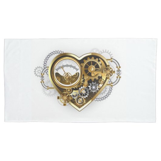 マノメーター付きスチームパンクハート 枕カバー (正面左)