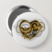 マノメーター付きスチームパンクハート 缶バッジ (正面&裏面)