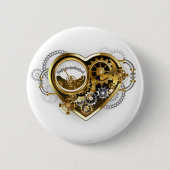 マノメーター付きスチームパンクハート 缶バッジ (正面)
