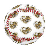 マノメーター付きスチームパンクハート 野球ボール (正面左)