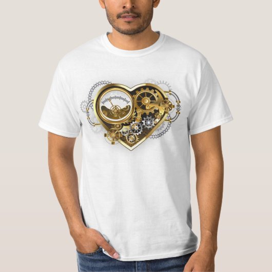 マノメーター付きスチームパンクハート Tシャツ (正面)