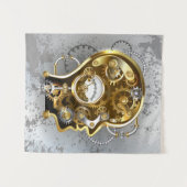 マノメーター付きスチームパンクヘッド タペストリー (正面(横))