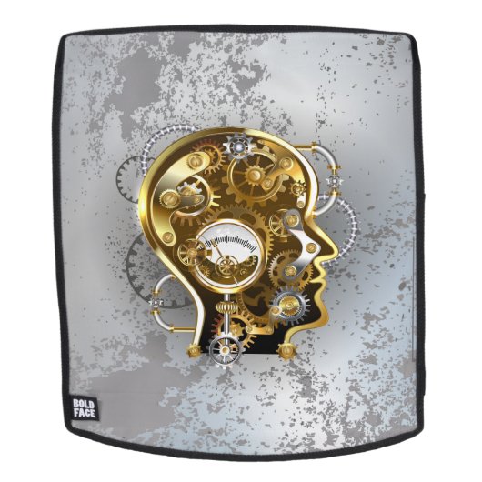 マノメーター付きスチームパンクヘッド バックパック (取り外し可フェース)