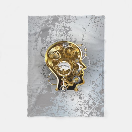 マノメーター付きスチームパンクヘッド フリースブランケット (正面)