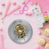 マノメーター付きスチームパンクヘッド ペーパープレート (パーティー)