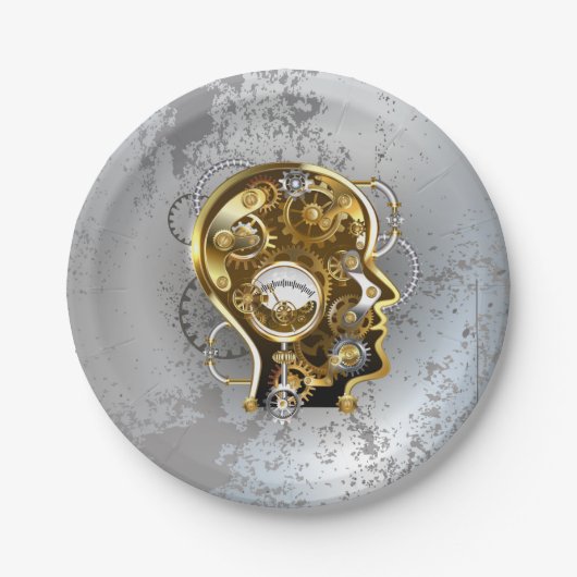 マノメーター付きスチームパンクヘッド ペーパープレート (正面)
