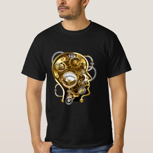 マノメーター付きスチームパンクヘッド Tシャツ (正面)