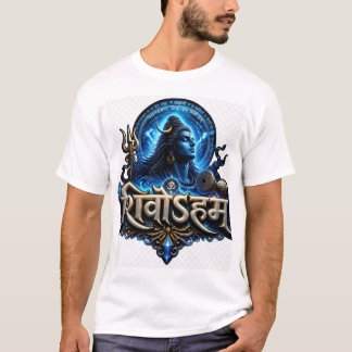 マハカル シヴァ Tシャツ - 宇宙の青い光輝くシヴァ神