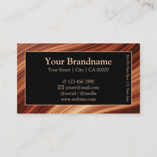 マハゴニ木製木材スタイルフレームロゴテンプレート 名刺 (裏面)
