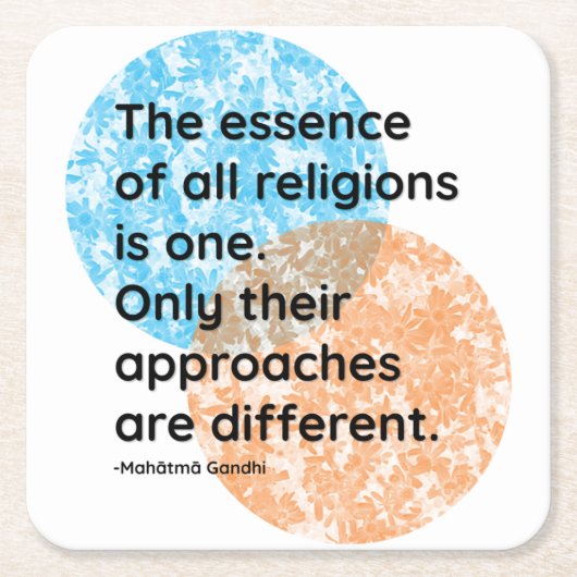 マハトマガンジー宗教引用文 スクエアペーパーコースター (正面)