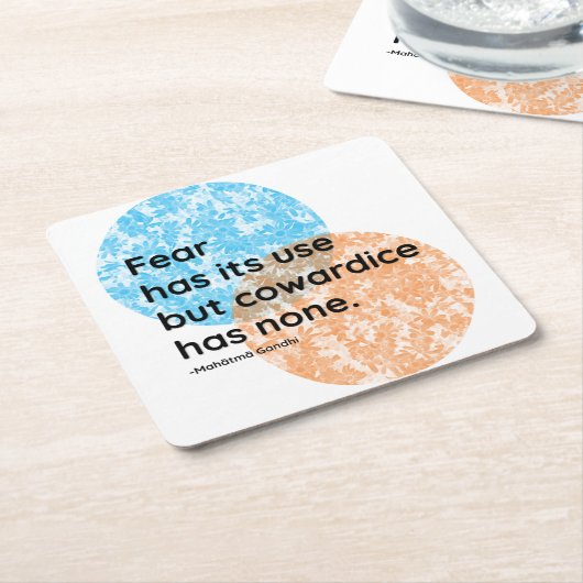 マハトマガンジー恐怖と臆病引用文 スクエアペーパーコースター (アングル)