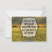 マハトマガンジー感動的引用文「ライブ」 ノートカード (正面)