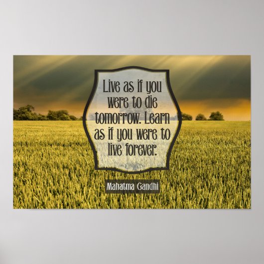 マハトマガンジー感動的引用文「ライブ」 ポスター (正面)