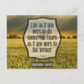 マハトマガンジー感動的引用文「ライブ」 ポストカード (正面)