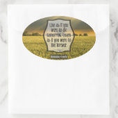 マハトマガンジー感動的引用文「ライブ」 楕円形シール (バッグ)