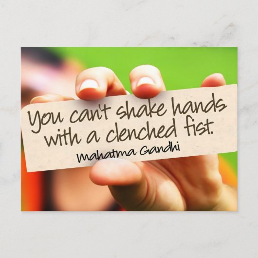 マハトマガンジー感動的引用文「握手」 ポストカード (正面)