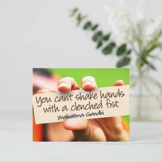 マハトマガンジー感動的引用文「握手」 ポストカード (スタンド正面)