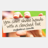 マハトマガンジー感動的引用文「握手」 長方形シール (正面)