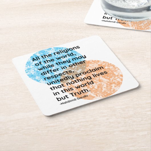 マハトマガンジー真実宗教引用文 スクエアペーパーコースター (アングル)