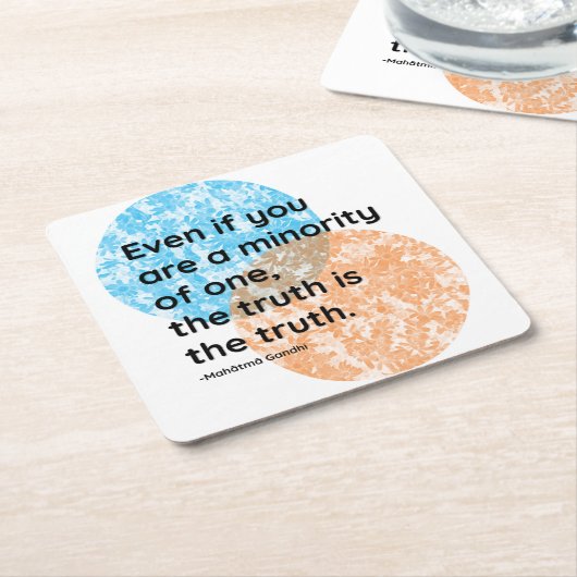 マハトマガンジー真実引用文 スクエアペーパーコースター (アングル)