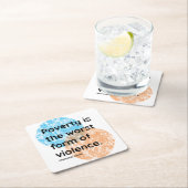 マハトマガンジー貧困引用文 スクエアペーパーコースター (インサイチュ)