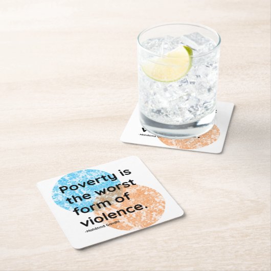 マハトマガンジー貧困引用文 スクエアペーパーコースター (インサイチュ)