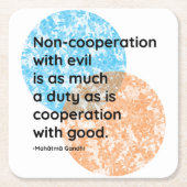 マハトマガンジー非協力引用文 スクエアペーパーコースター (正面)