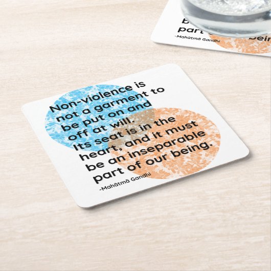 マハトマガンジー非暴力引用文 スクエアペーパーコースター (アングル)