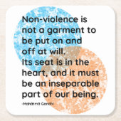 マハトマガンジー非暴力引用文 スクエアペーパーコースター (正面)