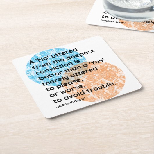 マハトマガンジーYesアンドノ引用文 スクエアペーパーコースター (アングル)