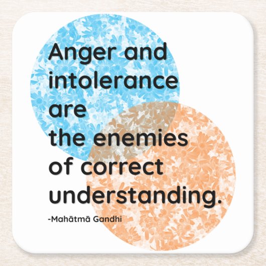 マハトマガンディエネーズ引用文 スクエアペーパーコースター (正面)